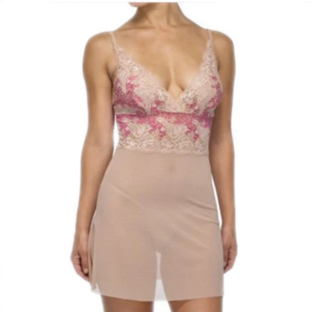New Hanky Panky Luscious Rose Chemise in almond and pink size medium